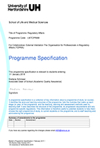 MSc Regulatory Affairs Programme Specifications